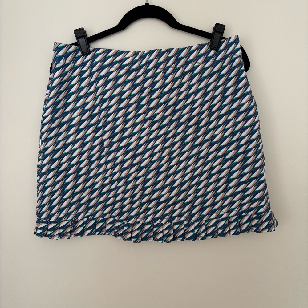 Blue Patterned Women's Skort with Subtle Ruffle Hem